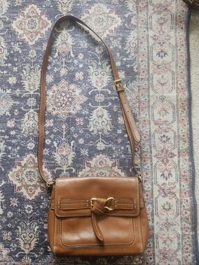 Vintage Lauren Ralph Lauren Tan Leather Purse.  Horsebit Tie.